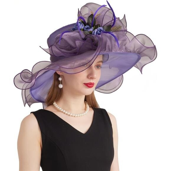 Women's Kentucky Derby Church Dress Hat 02-purple - Picture 1 of 6